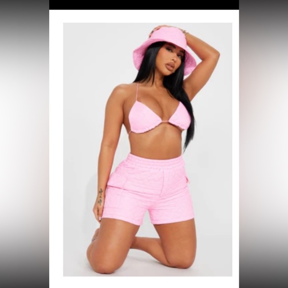 Pink Fashion Nova 4 piece sun suit set size M NWT - Picture 2 of 2